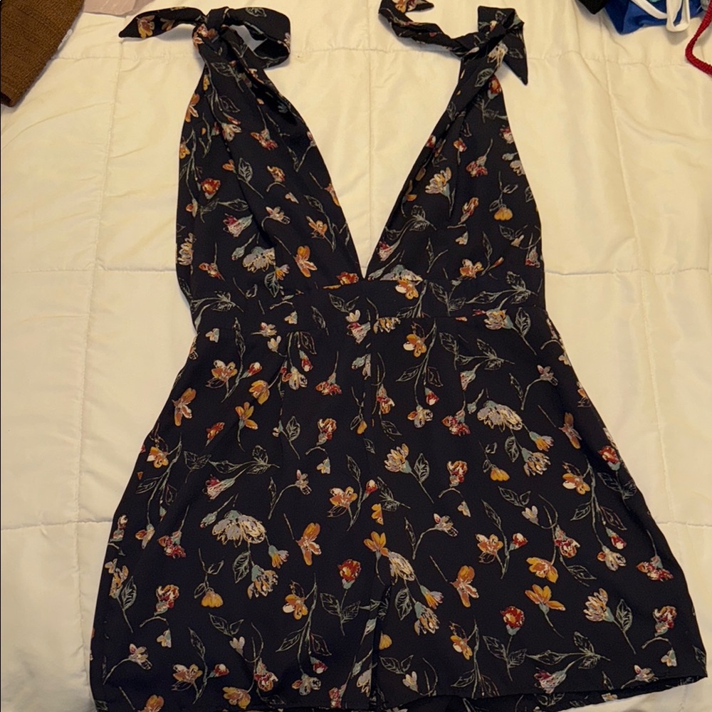 Floral Black Sleeveless Romper